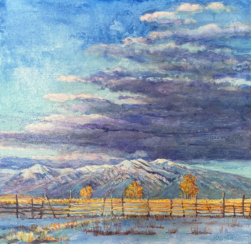 Taos Mountain Snowy Sunset Miniature